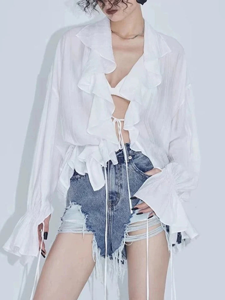 قميص نسائي كلاسيكي أنيق وعصري - على الطراز الأوروبي