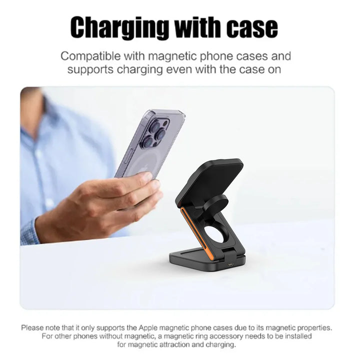 قاعدة الشحن اللاسلكية ChargeMax™ 3 في 1 لأجهزة iPhone و Apple Watch