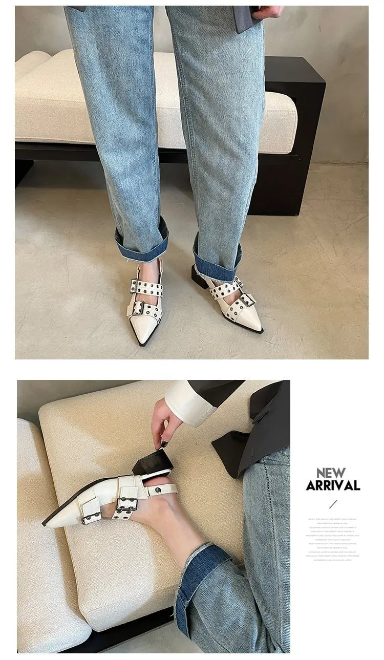 2023women's sandals summer  Ballet flats women Pointed rivet single shoe Platform Women Sandals zapatos de mujer tendencia