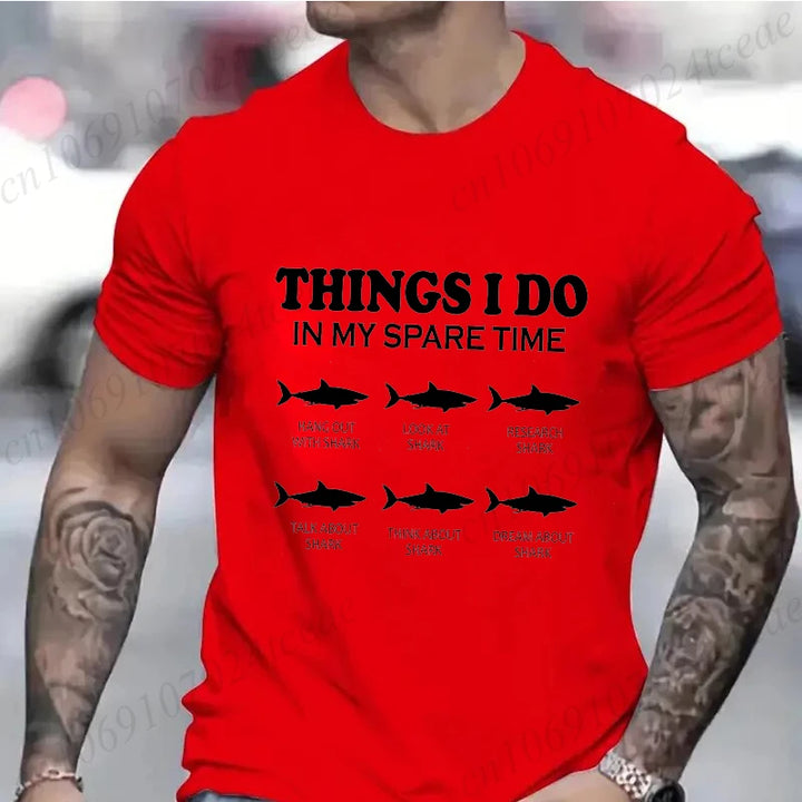 T Shirts for Men Short Sleeve Shirts for Guys Funny Graphic Tees for Shark Week Clothes Funny Shark Fashion Casual Men's Tee Top