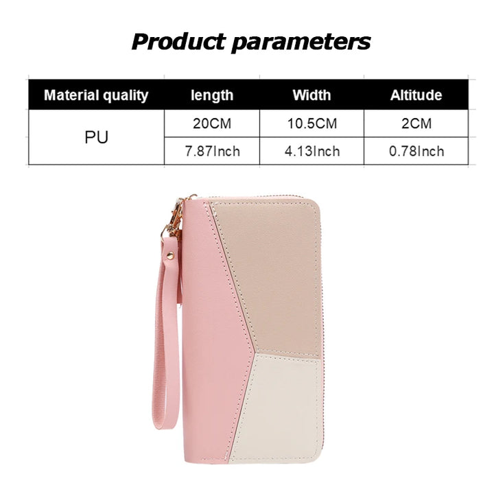 Women’s PU Leather Zipper Wallet – Long Purse