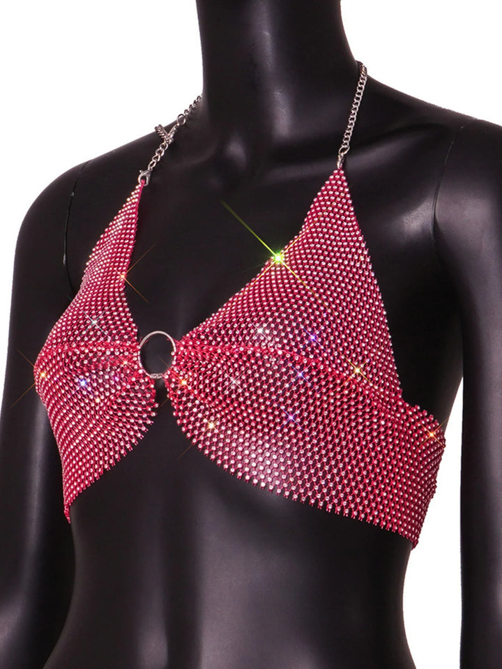 Sexy black White Summer crop top women festival Beach club outfits Party tank top t shirt woman Halter Rhinestones tops topy Hot