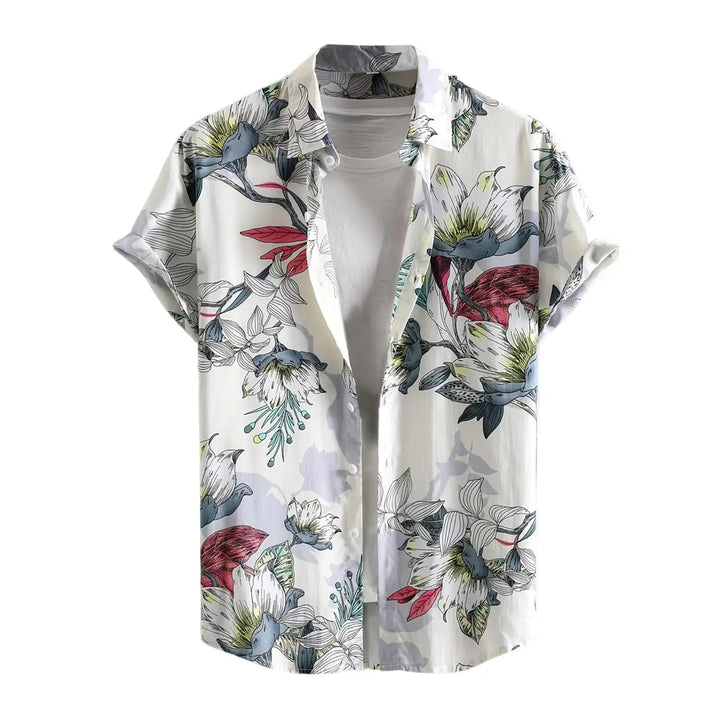 Men's Hawaiian Shirts Men's Short Sleeve Shirts Summer Casual Monstera Print Lapel Short Sleeve Shirts