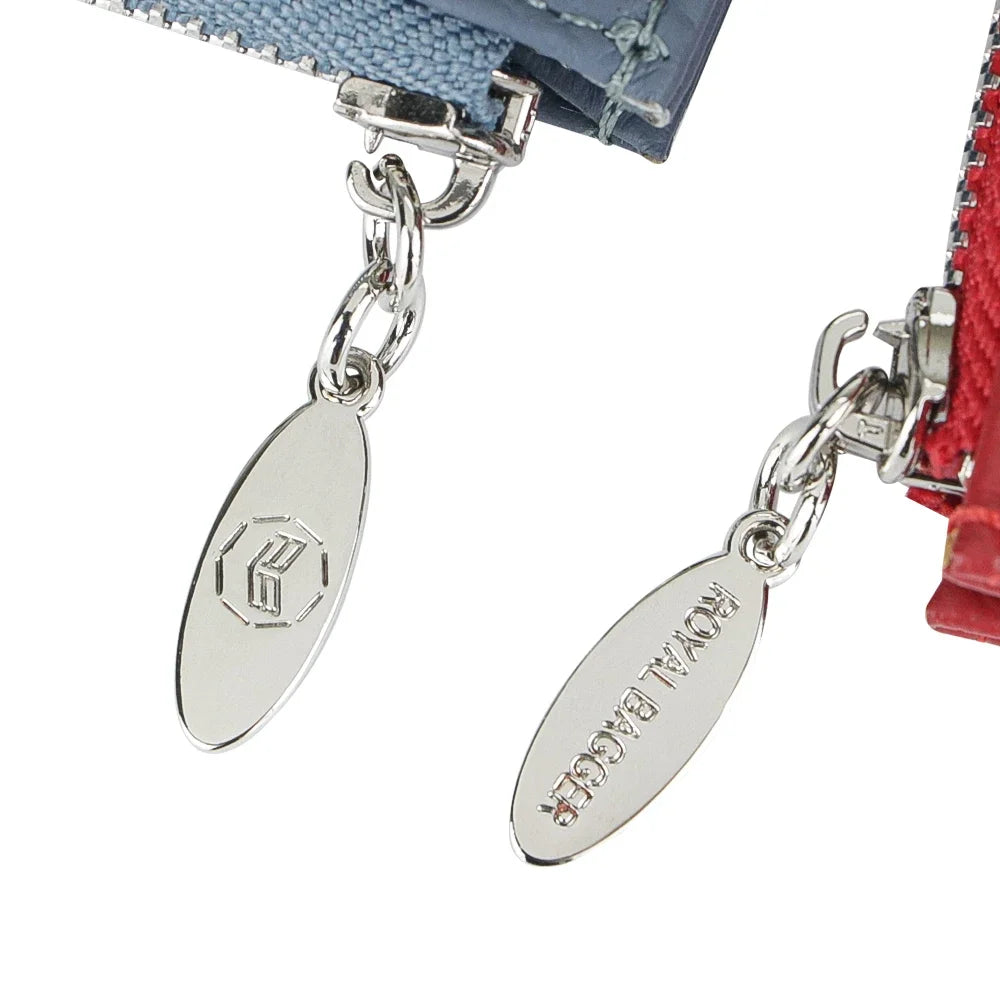 محفظة جلدية نسائية للبطاقات والعملات المعدنية مع سلسلة مفاتيح