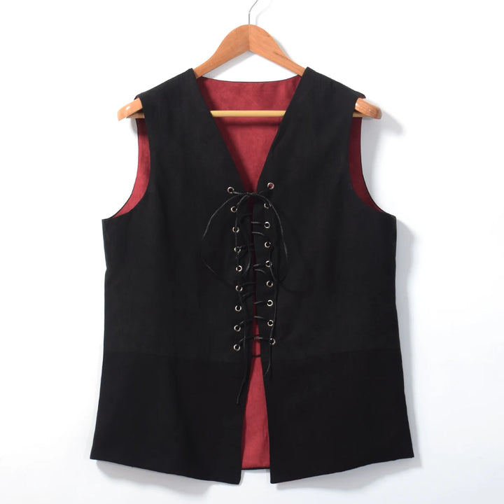 Pirate Tunic Vest For Men Medieval Renaissance Lace Up Reversible Waistcoat