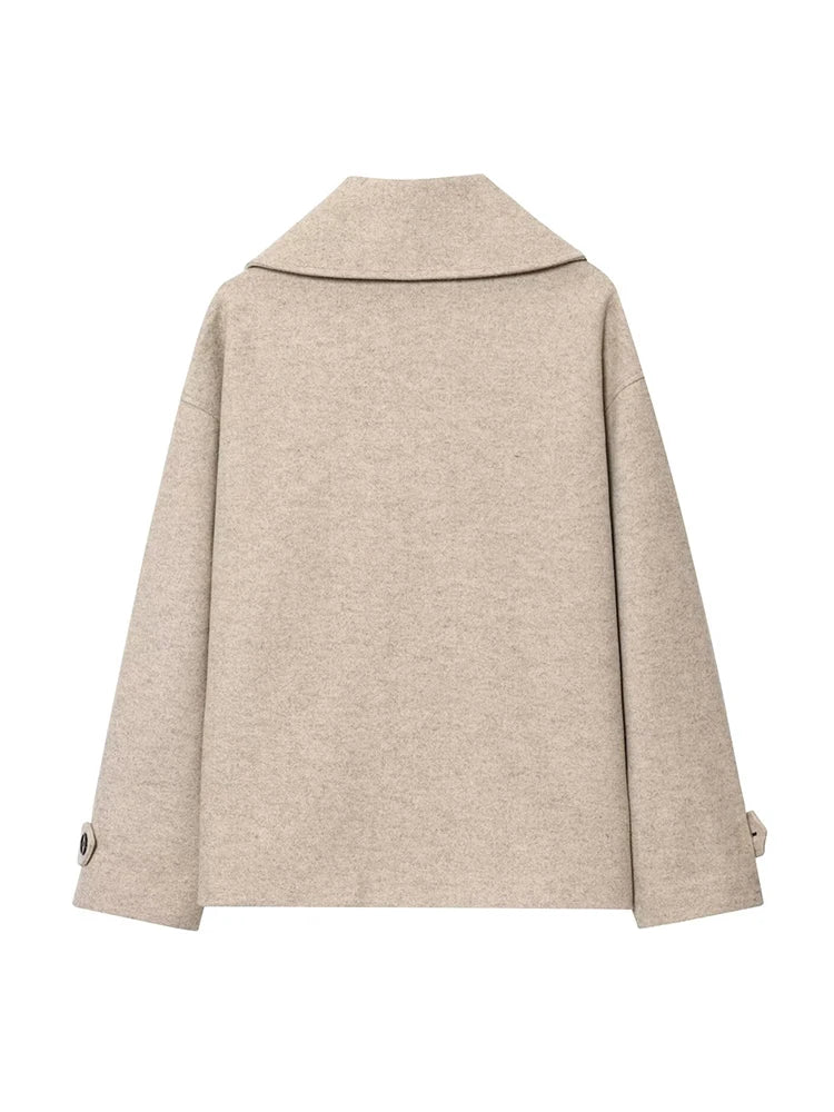 Women’s Double-Breasted Jacket – Elegant Lapel Coat for Autumn & Winter 2025