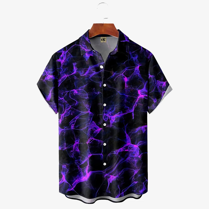 Men's Shirt 3D Vintage Summer Fashion Red Flame Hawaiian Shirt Men's Summer Short-sleeved Loose Shirt 2026 Style