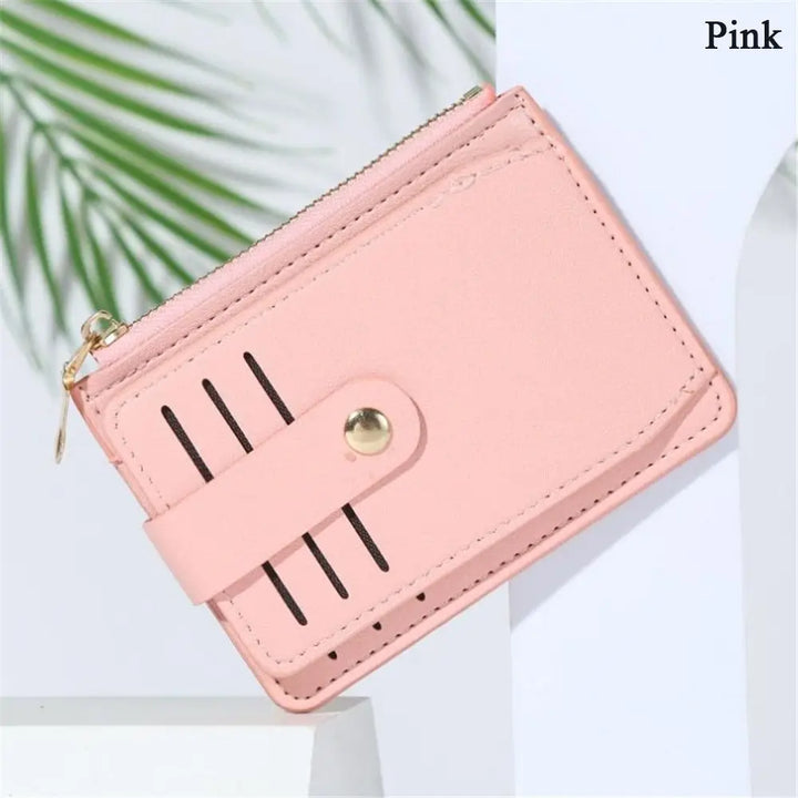 PU Leather Coin Wallet with Card Holder & Zipper