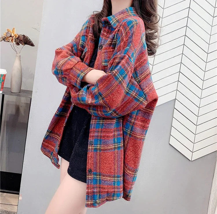 Women’s Vintage Check Jacket – Luxury Spring & Autumn Casual Coat 2025