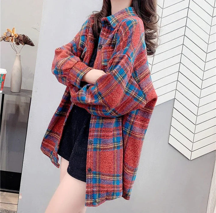 Women’s Vintage Check Jacket – Luxury Spring & Autumn Casual Coat 2025