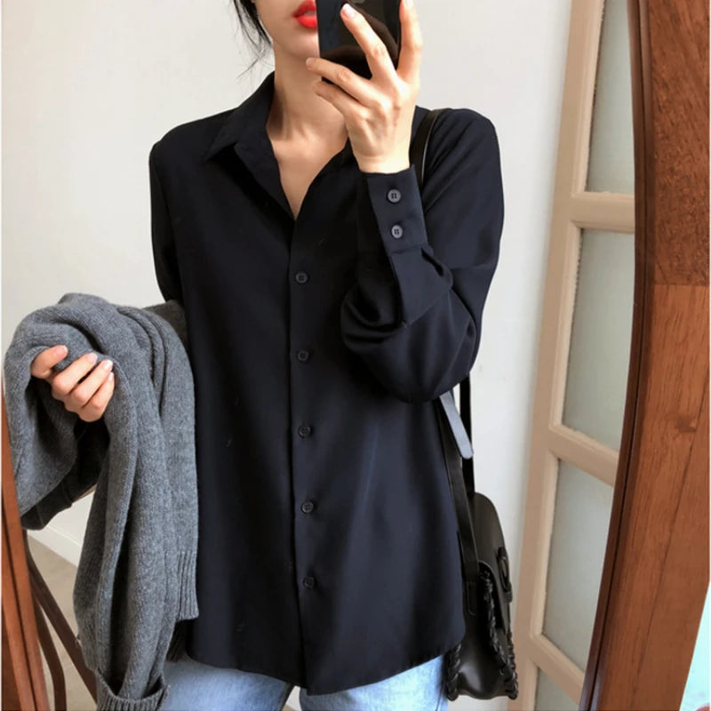 Women’s Chiffon Blouse – Loose Fit Long Sleeve Top (S–4XL)