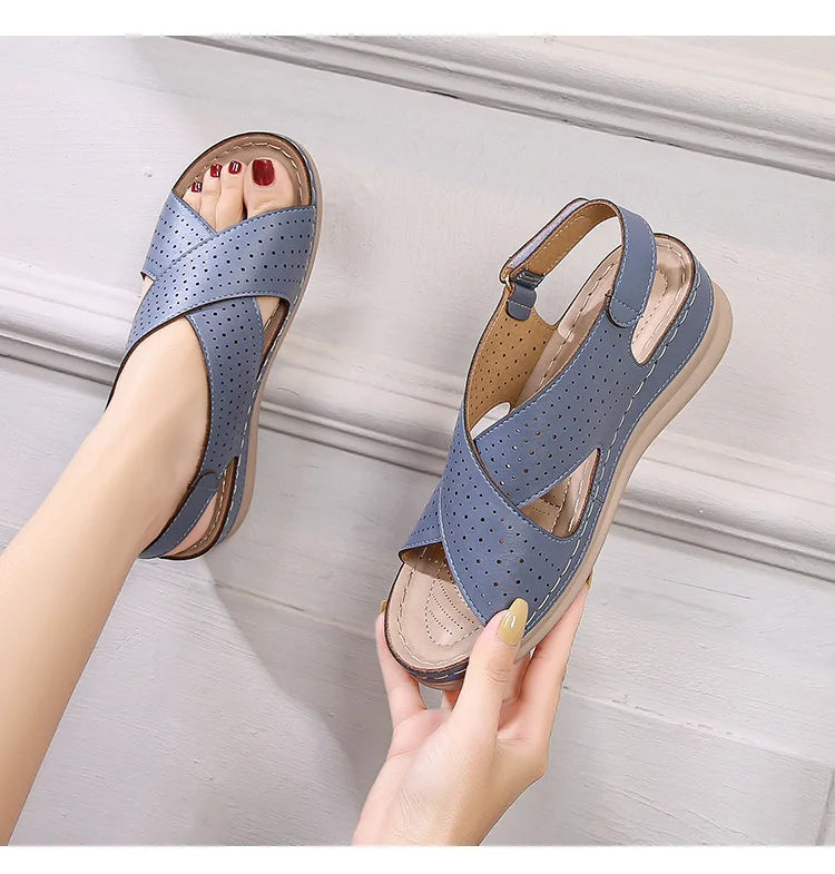 Women's sandals soft, breathable, non slip, lightweight comfortable suitable daily leisure  vacation thick soles sloping heels
