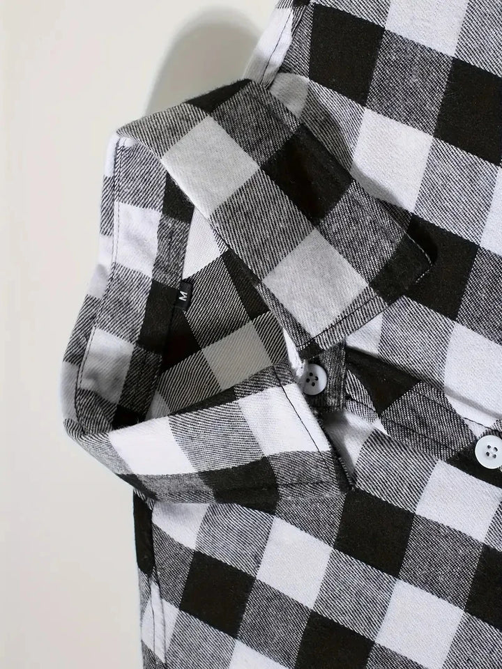 Spring and Autumn Fashion Cotton Long Sleeve Men's Shirt New Brushed Red Plaid Business Leisure Fit Flannel No iron