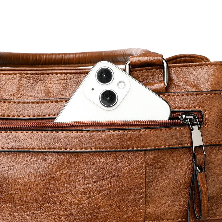 Elegant Women’s PU Leather Handbag – Top-Handle Shoulder & Crossbody Tote