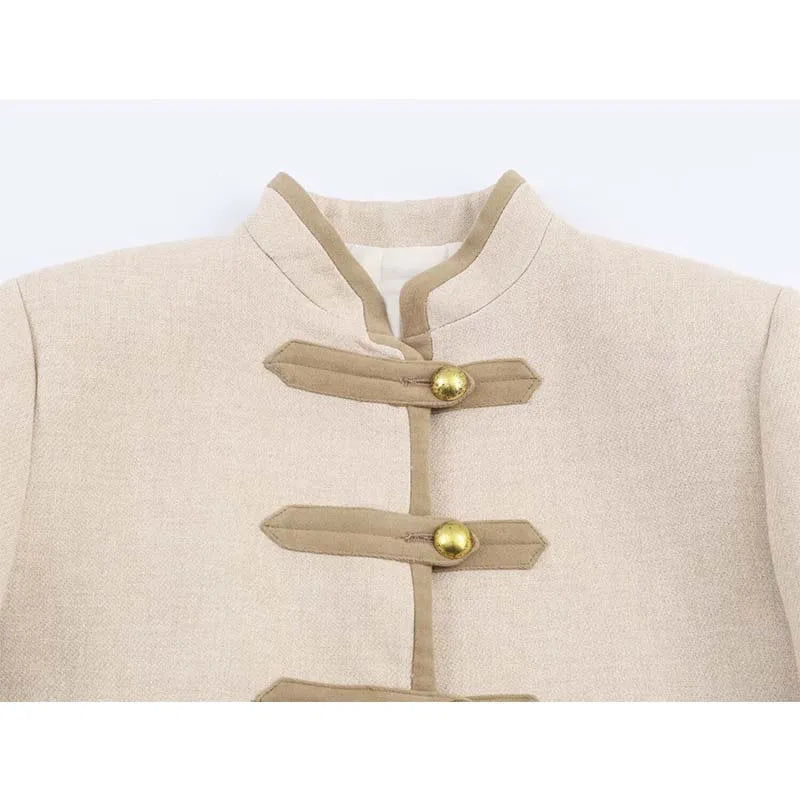 Women’s Autumn 2025 Jacket – Chic Long Sleeve Coat with Rope Knot Buckle