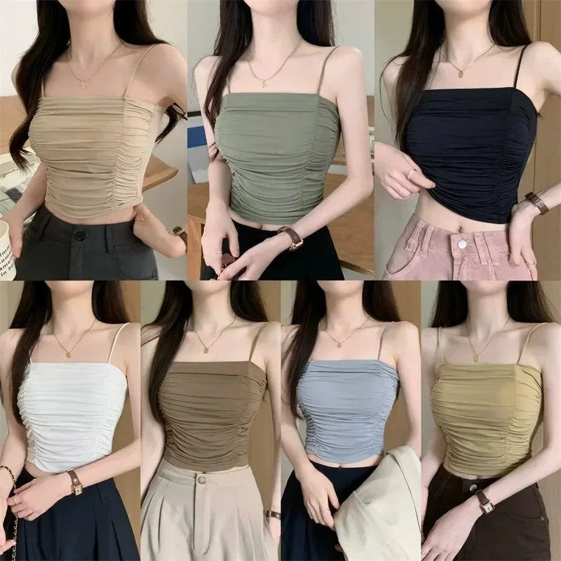 Women’s Corset Tank – Sleeveless Tube Top, White Camisole