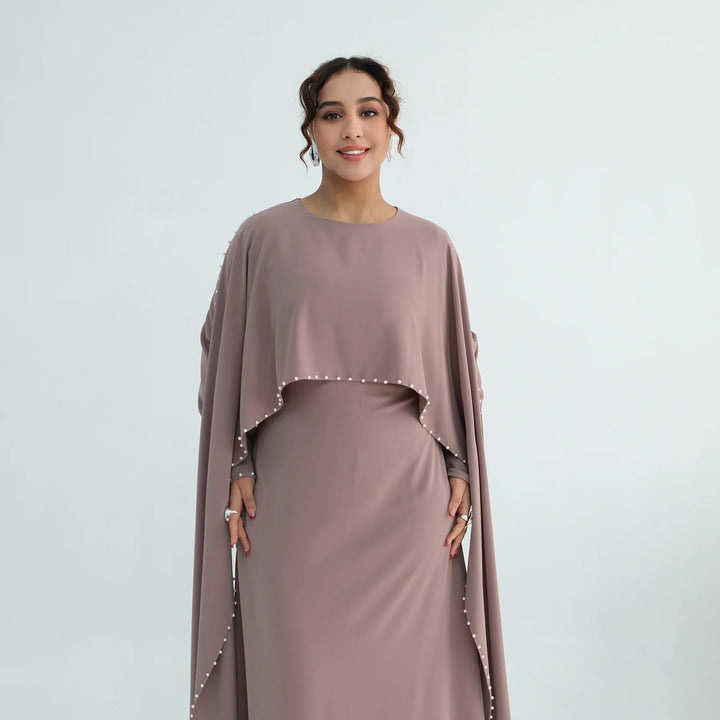 Luxury Dubai Shawl Abaya Elegant Beaded Waist Cinching Kaftan Muslim Women Traditional Dress Maxi Long Sleeve Robe Eid Outfit