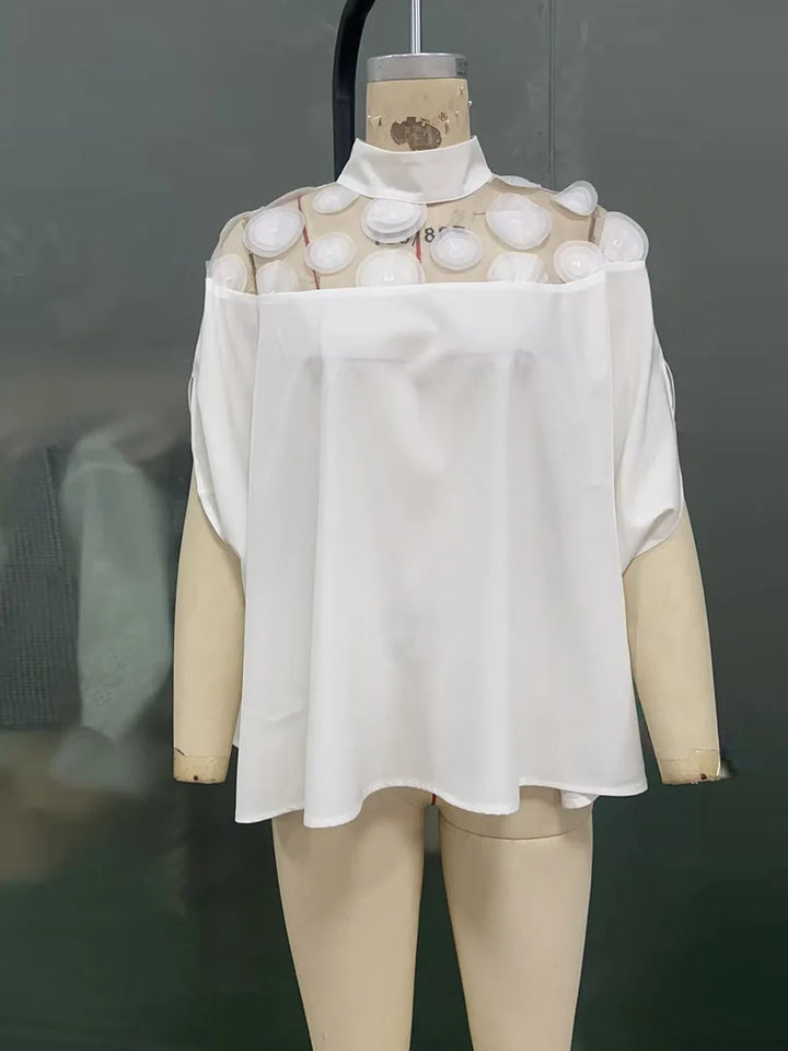 Women’s Mesh Off-Shoulder Top – Summer Bat Sleeve Shirt