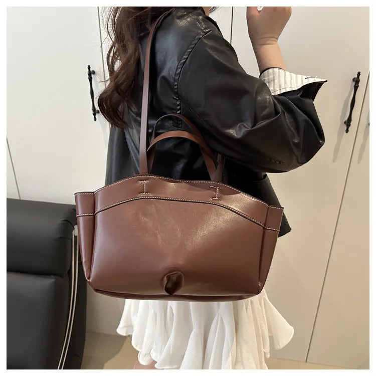 Women’s PU Leather Tote Bag – Large Vintage Shoulder & Crossbody Purse