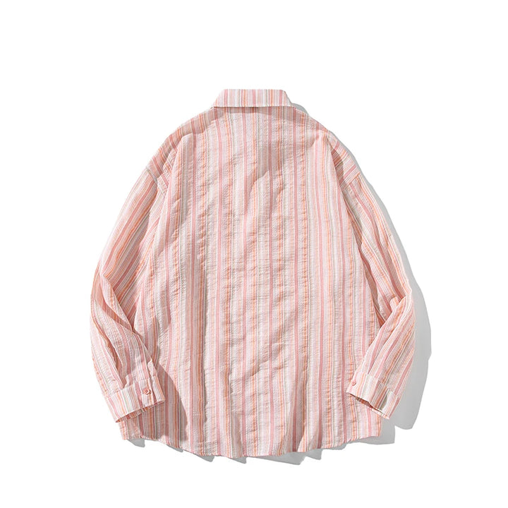 Striped Long Sleeve Button-Down Shirt Trendy Fall Fashion for Men & Women Casual Office Wear Lapel Collar Stylish Top