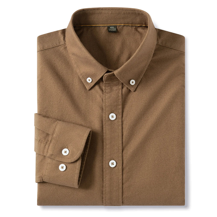 100% Cotton Brushed Long Sleeve Shirts for Men Slim Fit Casual Plain Shirt Solid Color Fashion Korean Popular Tops Red Clothes