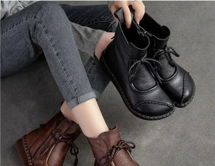 Shoes for Women  Cross-tied Ladies Boot Daily Boots Hot Sale Cotton Shoes Round Toe Comfortable Flat Shoes Women Ankle Boots