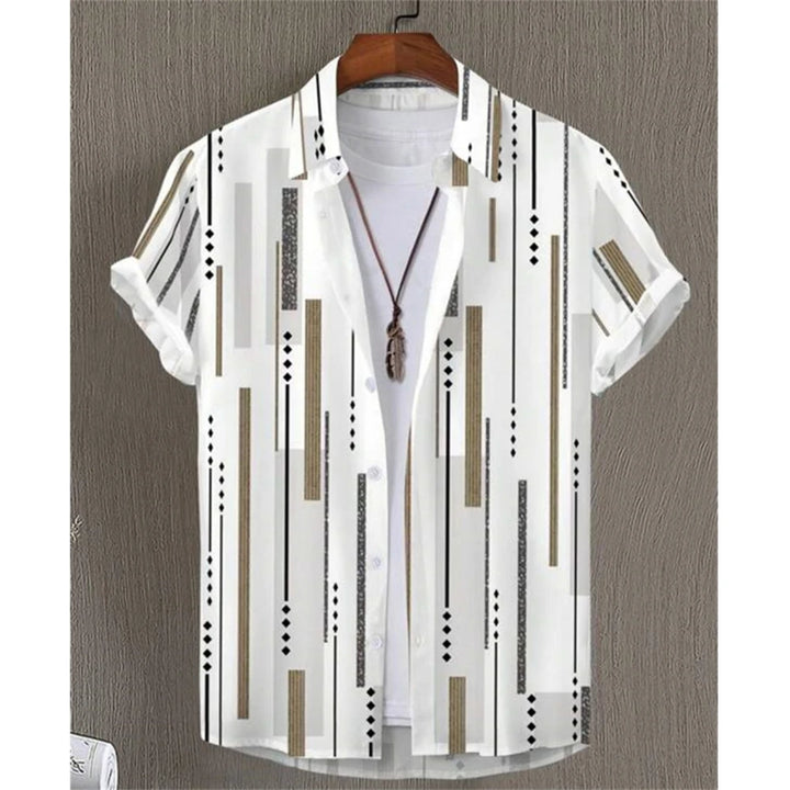 Hawaiian Shirts For Men 3d Striped Print Short Sleeve Shirts Summer Loose Casual Tops Simple Fashion Oversized Men Clothing