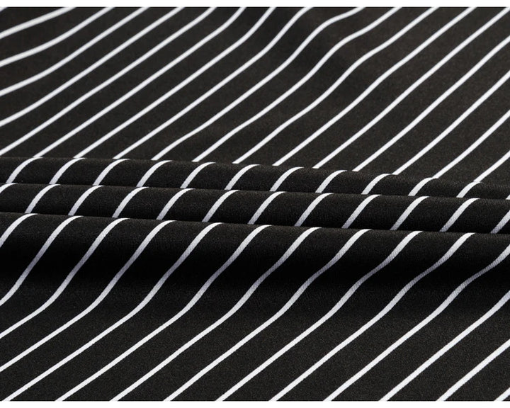 Men's Elegant  Striped Iron-Free Long Sleeve Dress Shirts - Breathable, Stretchy Casual Button Up Shirt For Formal Occasions