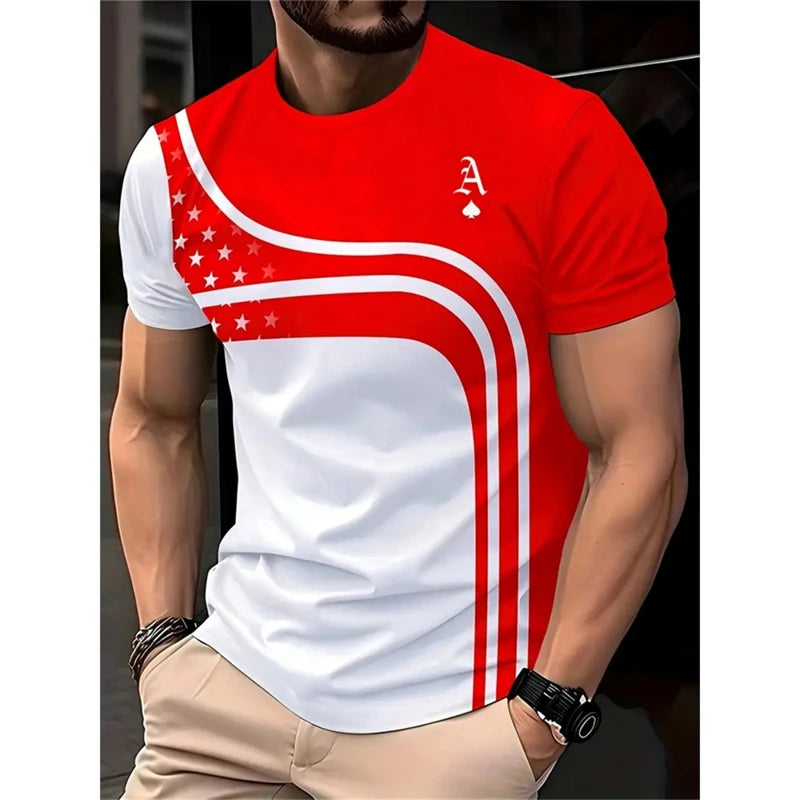 Simple Fashion Striped Graphic T Shirts For Men Summer Casual Short  Sleeve 3D Printed T-shirts Loose Breathable Daily Wear Tees