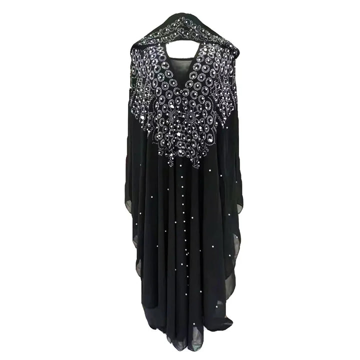 Abaya Morocco Kaftan Dubai Hooded Maxi Dress Bat Sleeve Farasha Kaftan Muslim Women African Open Kimono Boubou Evening Dresses