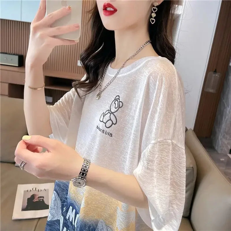 Tops Woman Summer Outfit Baggy T Shirt for Women Graphic Long Short Sleeve Clothing Female Korean Reviews Clothes Emo Tee Y2k