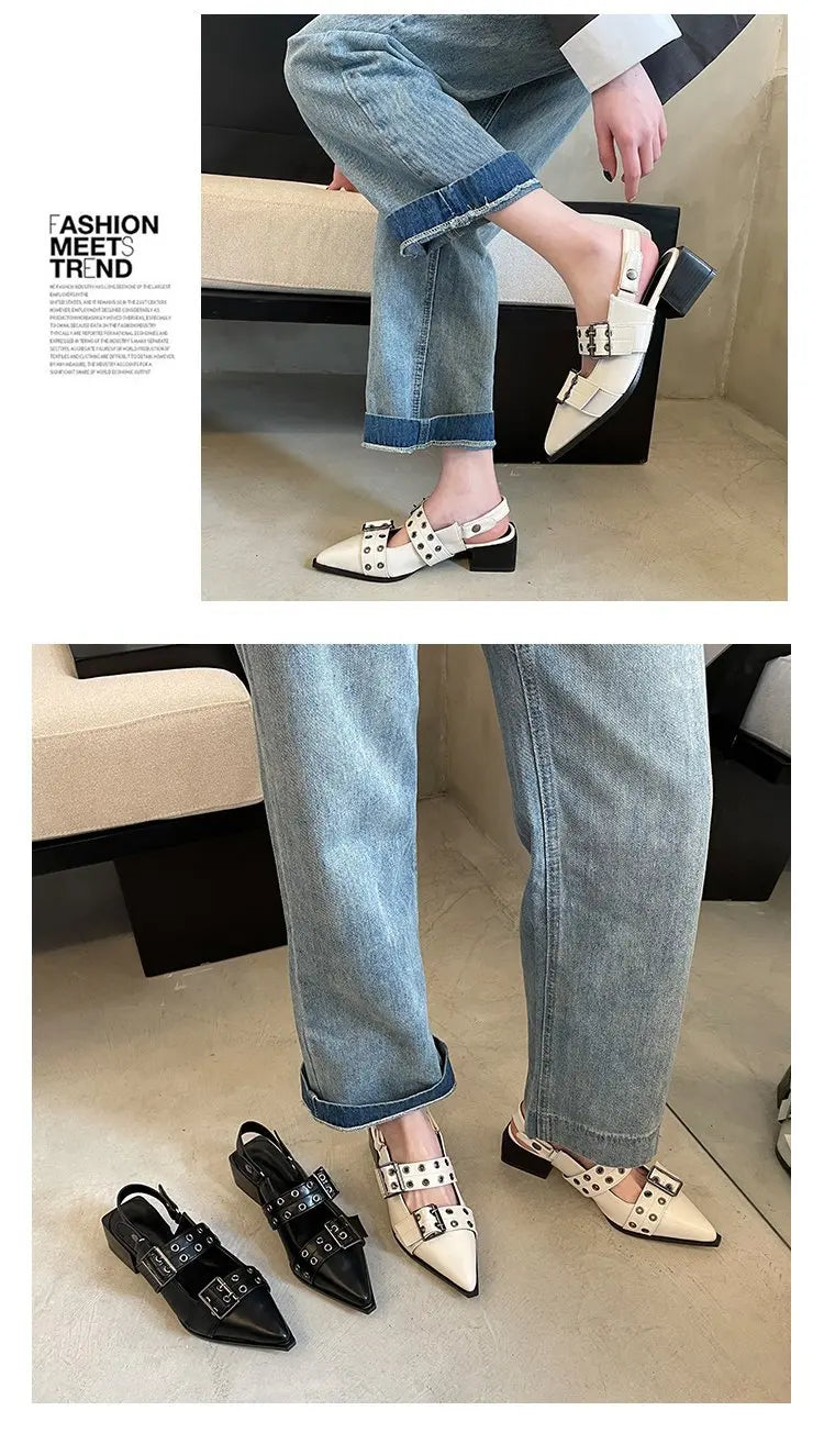 2023women's sandals summer  Ballet flats women Pointed rivet single shoe Platform Women Sandals zapatos de mujer tendencia