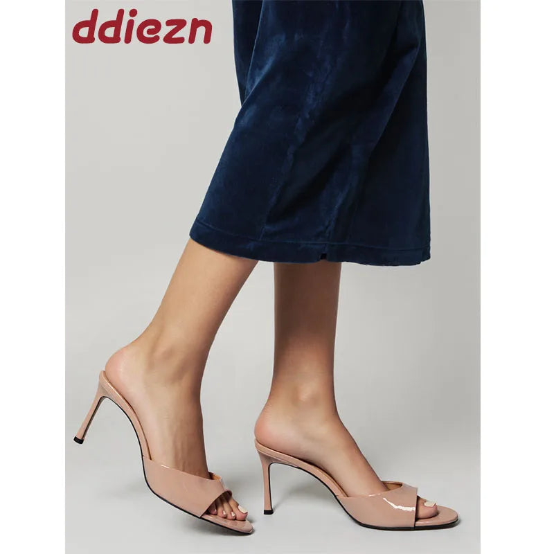 Women’s Heeled Slides – Round Toe Thin Heel Sandals