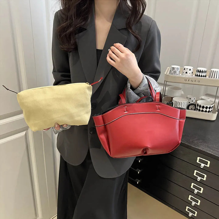 Women’s PU Leather Tote Bag – Large Capacity Vintage Shoulder & Crossbody Purse