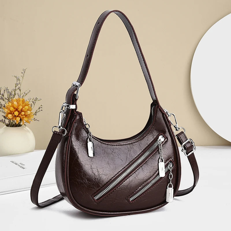 Women’s PU Leather Crossbody Bag – Vintage Hobo Clutch Handbag