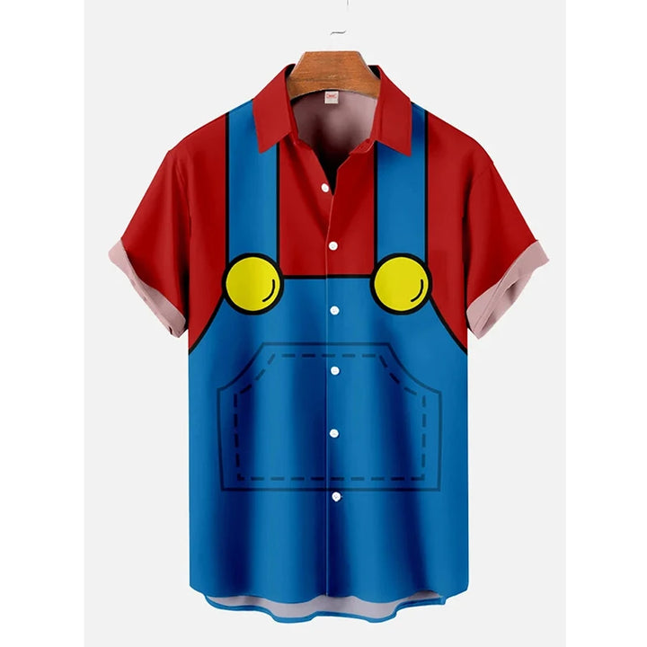 Hawaiian Men's Shirts 3D Fun Cartoon Cosplay Print Summer Loose Beach Oversized Short-sleeved Tops Unisex New Men Women Blouse