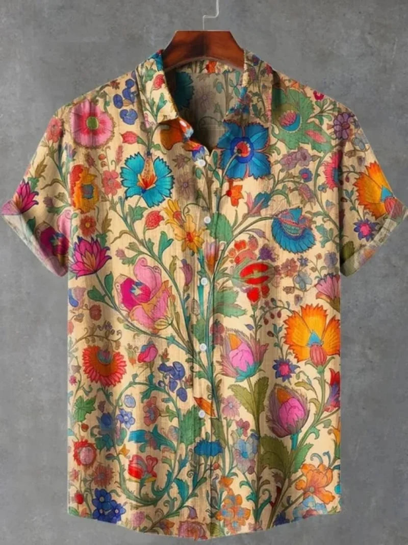 Men's Hawaiian Shirt, Men's 3D Printed Short Sleeved Shirt, Beach Vacation Linen