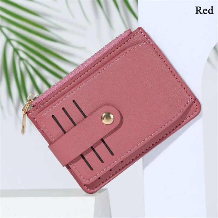 PU Leather Coin Wallet with Card Holder & Zipper