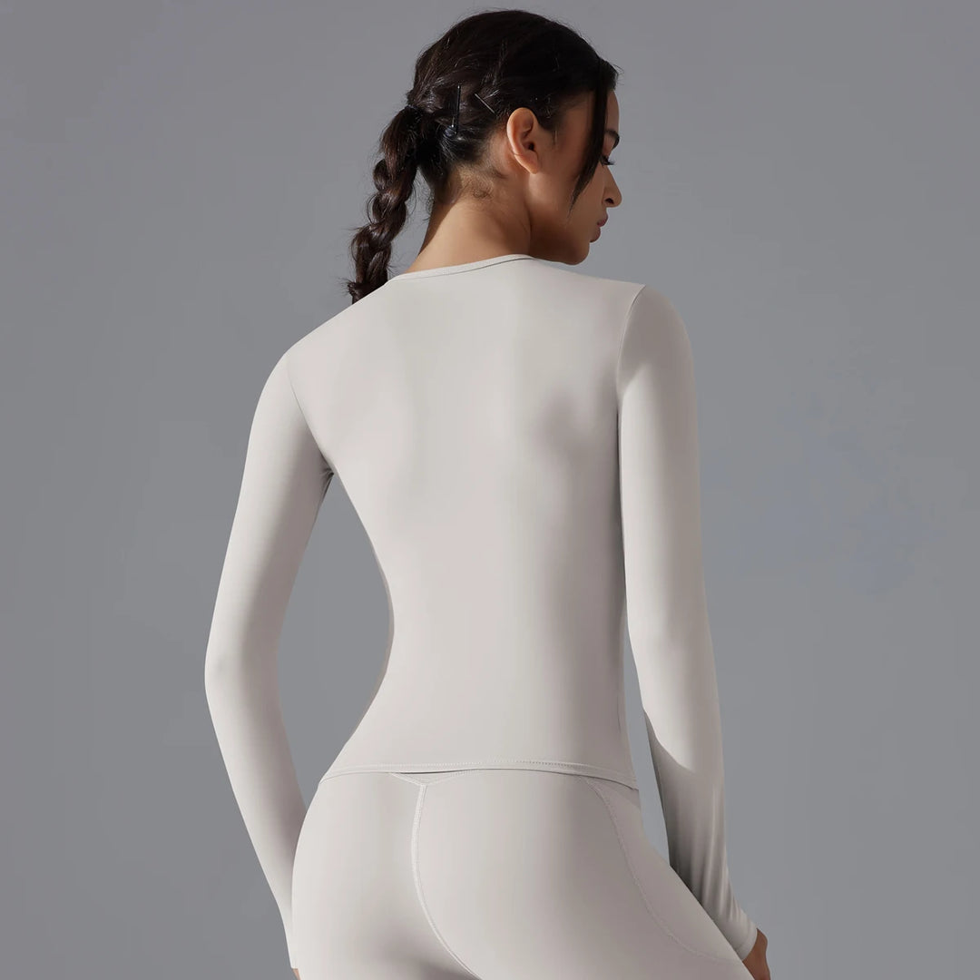 قميص رياضي نسائي بأكمام طويلة لليوغا