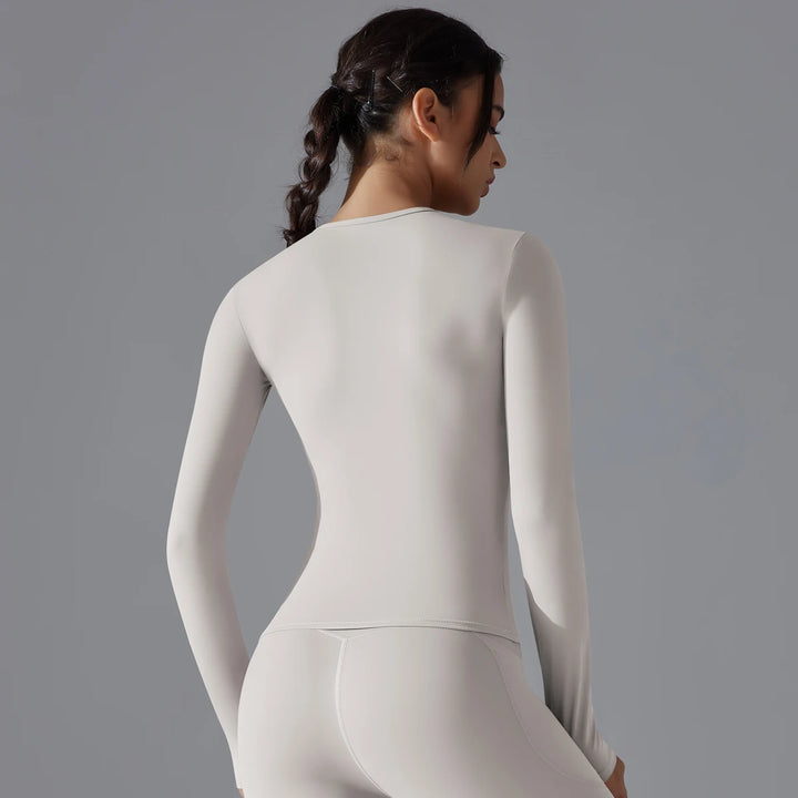 قميص رياضي نسائي بأكمام طويلة لليوغا