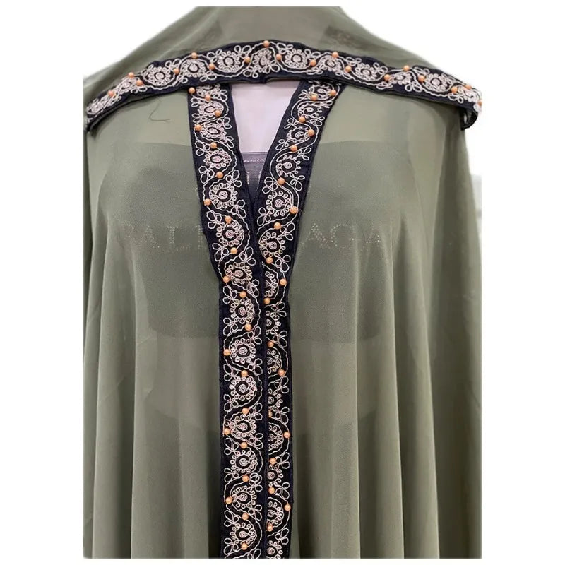 Abaya Morocco Kaftan Dubai Hooded Maxi Dress Bat Sleeve Farasha Kaftan Muslim Women African Open Kimono Boubou Evening Dresses