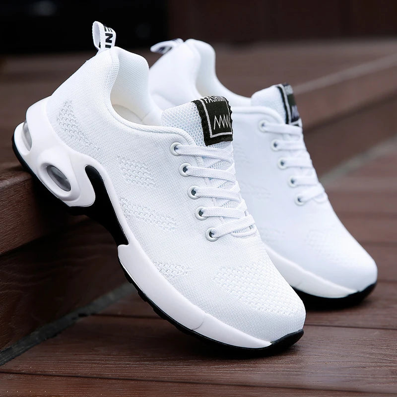 Women’s Breathable Mesh Walking Sneakers – Flat Platform Shoes