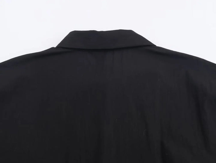 Schwarzes Damen-Langarm-Freizeithemd