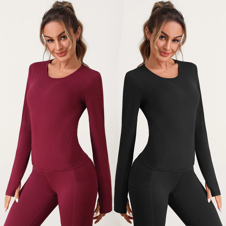 تيشيرت نسائي قصير بأكمام طويلة