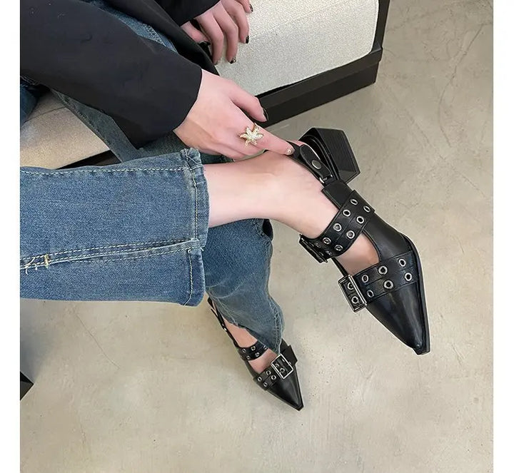 2023women's sandals summer  Ballet flats women Pointed rivet single shoe Platform Women Sandals zapatos de mujer tendencia