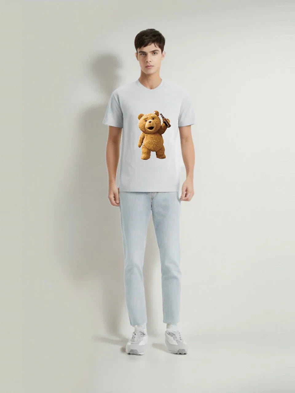 Unisex-T-Shirt mit Cartoon-Bär – Y2K Street Style