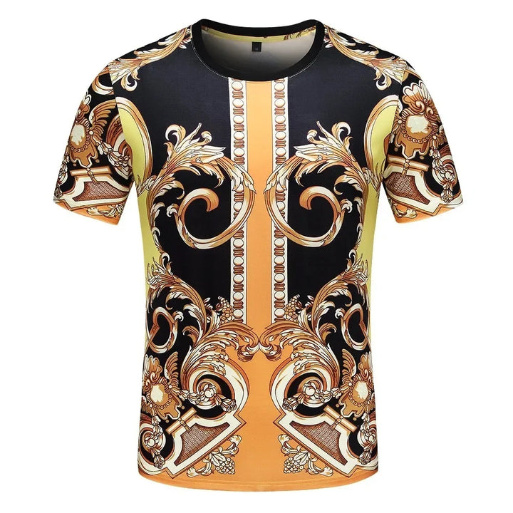 Men's And Women's Summer Casual T-shirts 3D Printed Shirts Retro Luxury Royal Flowers Street Fashion Oversized Clothing Tops