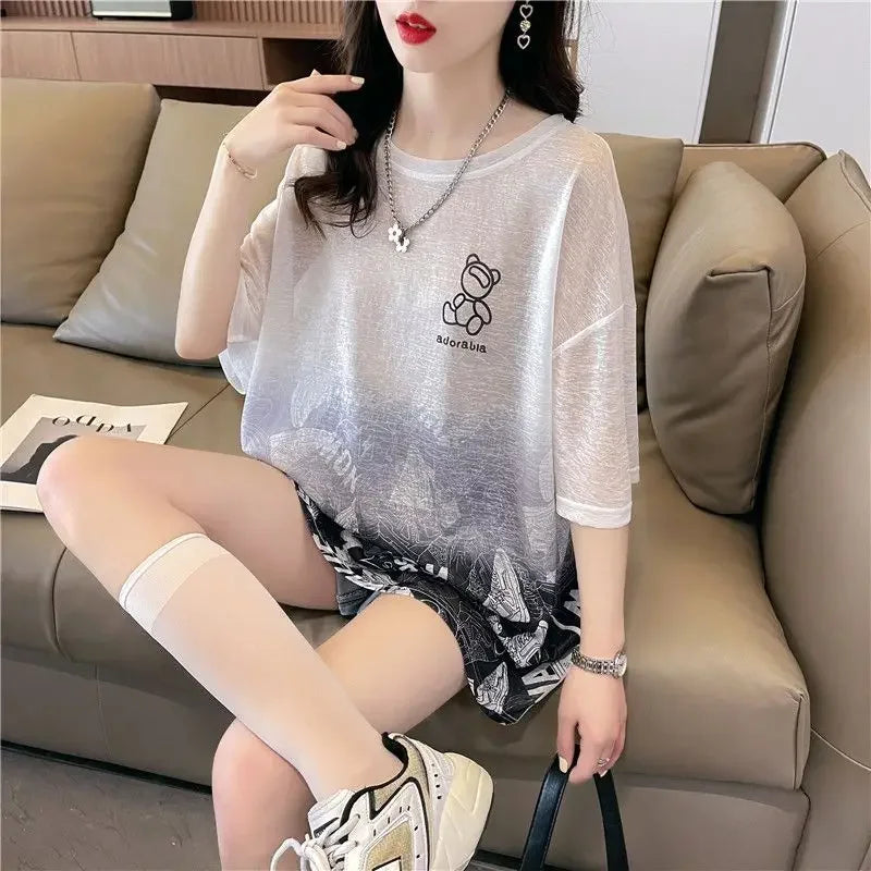 Tops Woman Summer Outfit Baggy T Shirt for Women Graphic Long Short Sleeve Clothing Female Korean Reviews Clothes Emo Tee Y2k