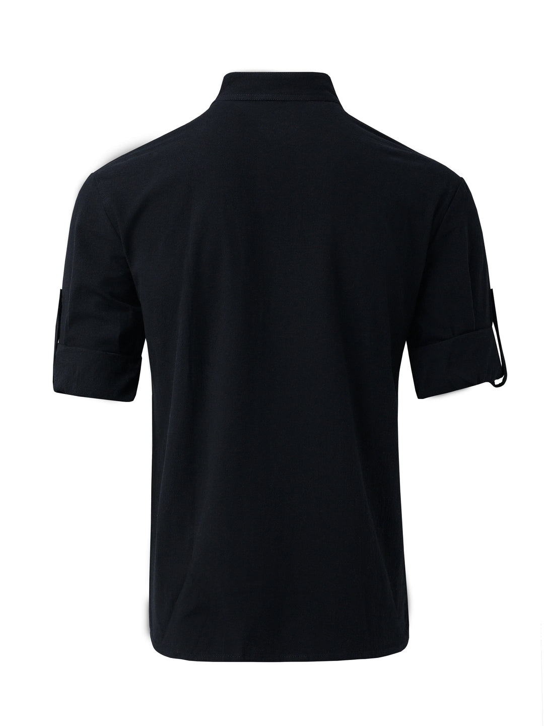 Casual shirts, loose cotton men's shirts, fashionable stand-up collar solid color long-sleeved T-shirts, handsome slim-fit tops