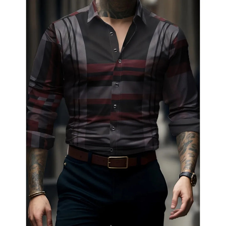 Men's Hawaiian Shirt Blue Striped Printed Shirt Fashion Elegant Summer Beach Shirt Temperament Streetwear Lapel Mens Clothing
